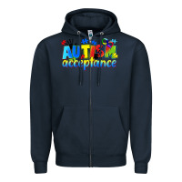 Navy Autism acceptance Zipper Hoodie - CowGirlArtShop