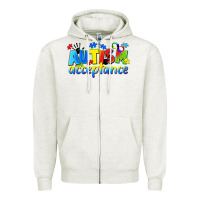Oatmeal Heather Autism acceptance Zipper Hoodie - CowGirlArtShop