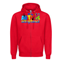 Red Autism acceptance Zipper Hoodie - CowGirlArtShop