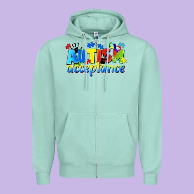Autism Acceptance Zipper Hoodie Designed By Cowgirlartshop