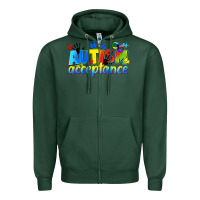 Sports Green Autism acceptance Zipper Hoodie - CowGirlArtShop