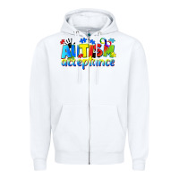 White Autism acceptance Zipper Hoodie - CowGirlArtShop