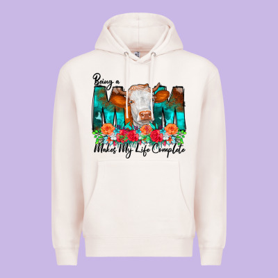 Being A Mom Makes My Life Complete Premium Hoodie Designed By Cowcowdesign