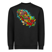 Black Mexico Map with Leopard and Sunflowers Heavyweight Sweatshirt - texasbilliewilder