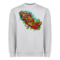 Mexico Map With Leopard And Sunflowers Heavyweight Sweatshirt | Teevron