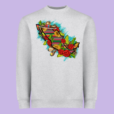Mexico Map With Leopard And Sunflowers Heavyweight Sweatshirt Designed By Texasbilliewilder