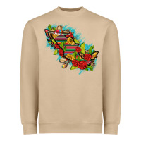 Mushroom Mexico Map with Leopard and Sunflowers Heavyweight Sweatshirt - texasbilliewilder