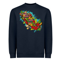 Navy Mexico Map with Leopard and Sunflowers Heavyweight Sweatshirt - texasbilliewilder