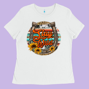 Stay Wild Horseshoe Ladies Tee Designed By Jasminsmagicworld