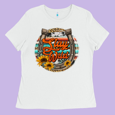 Stay Wild Horseshoe Ladies Tee Designed By Jasminsmagicworld