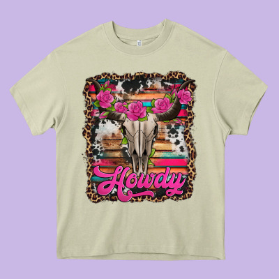 Howdy Valentine's Day Bull Skull Heavy Core Tee Designed By Jasminsmagicworld