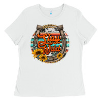 White stay wild horseshoe Ladies Tee - Jasminsmagicworld