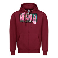 Burgundy Mama vibes Mother's Day Zipper Hoodie - CowGirlArtShop