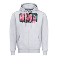 Heather Grey Mama vibes Mother's Day Zipper Hoodie - CowGirlArtShop