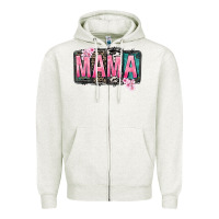Oatmeal Heather Mama vibes Mother's Day Zipper Hoodie - CowGirlArtShop