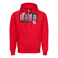 Red Mama vibes Mother's Day Zipper Hoodie - CowGirlArtShop