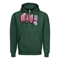 Sports Green Mama vibes Mother's Day Zipper Hoodie - CowGirlArtShop