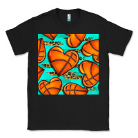 Black basketball hearts with leopard seamless pattern Classic Tee - BundleAndBundleShop