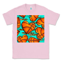 Bubblegum Pink basketball hearts with leopard seamless pattern Classic Tee - BundleAndBundleShop