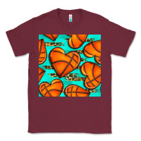 Basketball Hearts With Leopard Seamless Pattern Classic Tee | Teevron