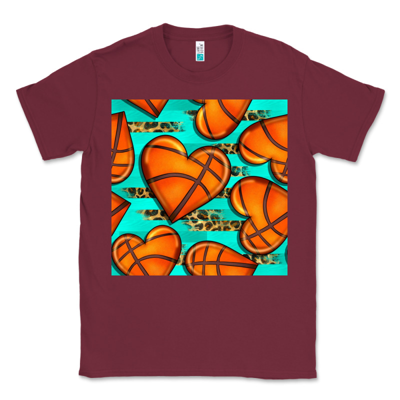 Basketball Hearts With Leopard Seamless Pattern Classic Tee by BundleAndBundleShop | Teevron