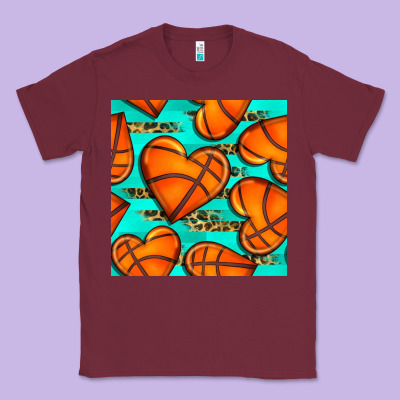 Basketball Hearts With Leopard Seamless Pattern Classic Tee Designed By Bundleandbundleshop
