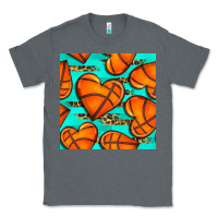 Charcoal Heather basketball hearts with leopard seamless pattern Classic Tee - BundleAndBundleShop