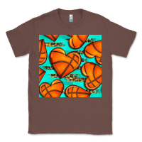 Chestnut basketball hearts with leopard seamless pattern Classic Tee - BundleAndBundleShop