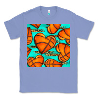 Colony Blue basketball hearts with leopard seamless pattern Classic Tee - BundleAndBundleShop