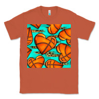 Copper basketball hearts with leopard seamless pattern Classic Tee - BundleAndBundleShop