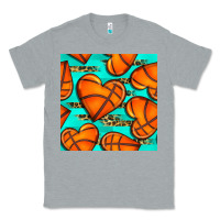 Heather Grey basketball hearts with leopard seamless pattern Classic Tee - BundleAndBundleShop