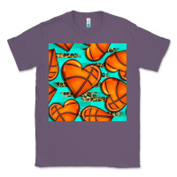 Lavender basketball hearts with leopard seamless pattern Classic Tee - BundleAndBundleShop