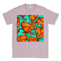 Lilac basketball hearts with leopard seamless pattern Classic Tee - BundleAndBundleShop