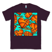 Plum basketball hearts with leopard seamless pattern Classic Tee - BundleAndBundleShop