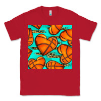 Red basketball hearts with leopard seamless pattern Classic Tee - BundleAndBundleShop