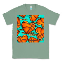 Sage basketball hearts with leopard seamless pattern Classic Tee - BundleAndBundleShop