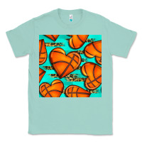 Seafoam basketball hearts with leopard seamless pattern Classic Tee - BundleAndBundleShop