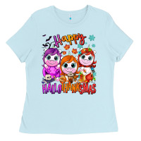 Baby Blue Happy Hallothanksmas unicorns Ladies Tee - NancyCooperArtShop