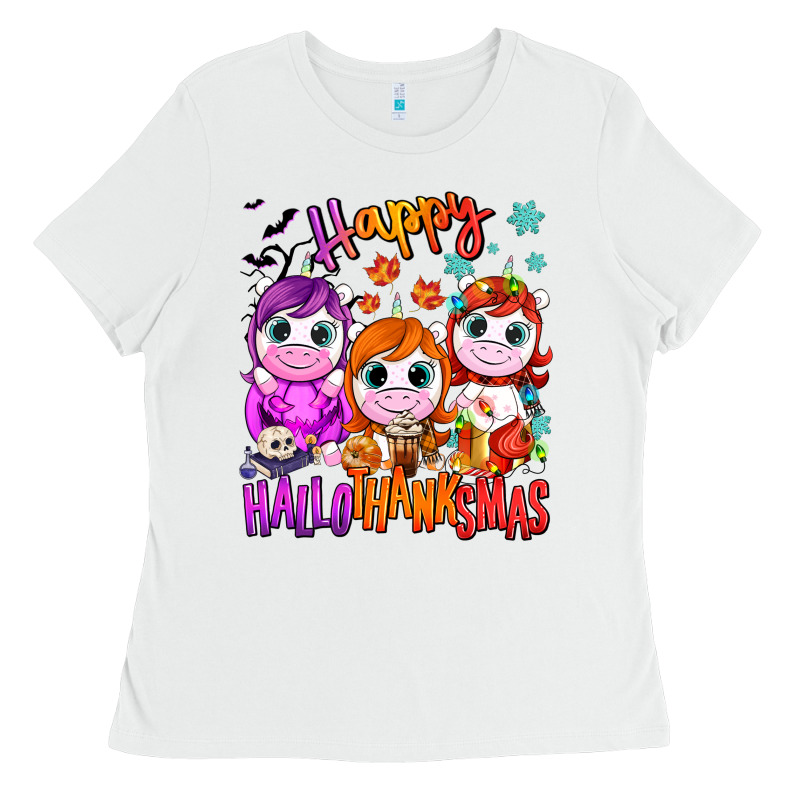 Happy Hallothanksmas Unicorns Ladies Tee by NancyCooperArtShop | Teevron