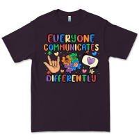 Plum everyone communicates differently Premium Tee - MaliasSmallBusiness