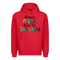 Red Because Mama Runs This Shitshow Premium Hoodie - CowCowDesign