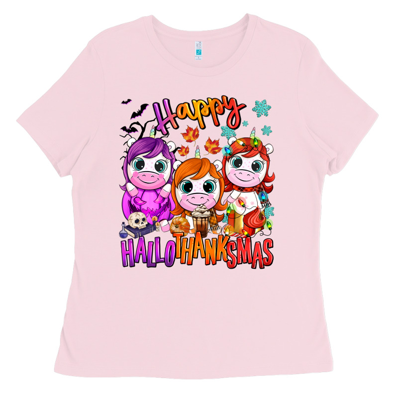 Happy Hallothanksmas Unicorns Ladies Tee by NancyCooperArtShop | Teevron