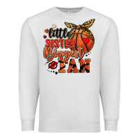 Oatmeal Heather little sister biggest fan basketball Premium Sweatshirt - FaDigitalArtStudio