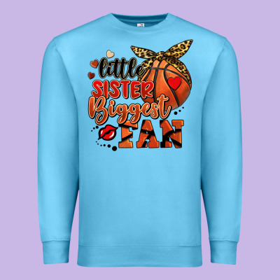 Little Sister Biggest Fan Basketball Premium Sweatshirt Designed By Fadigitalartstudio
