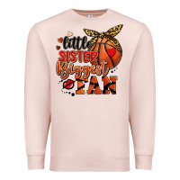 Pale Pink little sister biggest fan basketball Premium Sweatshirt - FaDigitalArtStudio