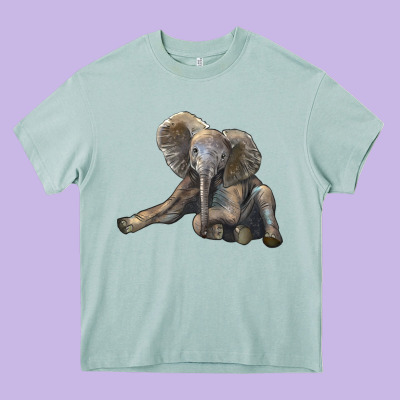 Baby Elephant Heavy Core Tee Designed By Lillyallendesigns