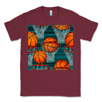 Burgundy basketball hoop seamless pattern Classic Tee - BundleAndBundleShop