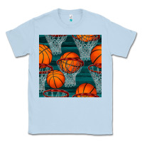 Dusty Blue basketball hoop seamless pattern Classic Tee - BundleAndBundleShop