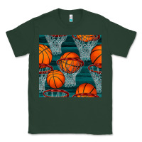 Sports Green basketball hoop seamless pattern Classic Tee - BundleAndBundleShop
