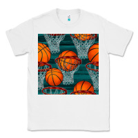 White basketball hoop seamless pattern Classic Tee - BundleAndBundleShop